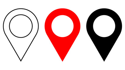 Location icon pin. Place marker Map pin. Location icon. Marker pointer Map icon set. GPS location Icon symbol collection. Flat style - stock vector