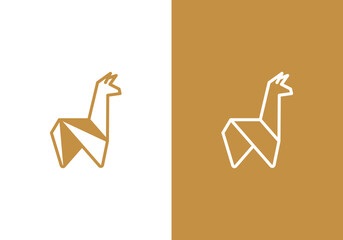 simple origami alpaca logo design template © priyo