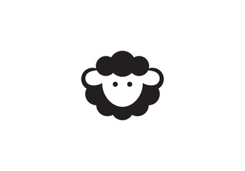 head sheep wool logo design icon template