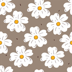 seamless pattern cartoon flower and leaves. cute plant wallpaper and background for gift wrap paper