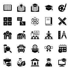 Glyph icons set for School education.