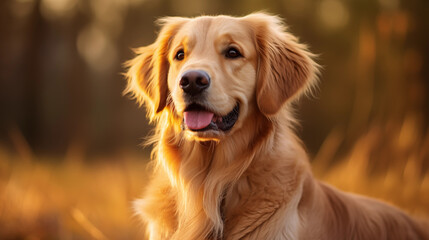 Chien golden retriever dans la nature. Animal domestique, chien, chiot, mignon. Pour conception et création graphique.