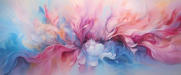 A kaleidoscope of fluid motion, with bursts of energetic pink and azure blue creating a mesmerizing dance on a canvas of abstract brilliance.