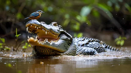 Fototapeten crocodile with bird © Manja