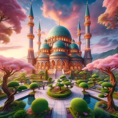 Heavenly Islamic Mosque Illustration