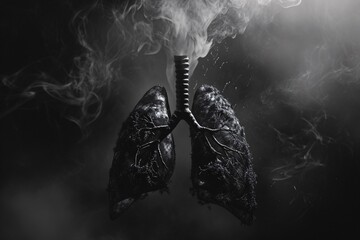 A close-up of a lung with a cigarette in it Generative AI - obrazy, fototapety, plakaty