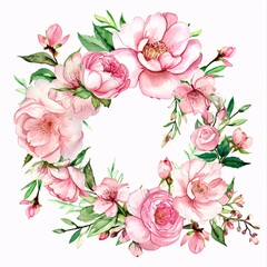Pink Flowers in a Circle Generative AI