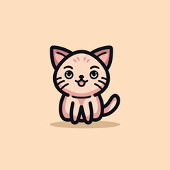 Cute Cat Cartoon Mascot Animal Vector Logo Design illustration