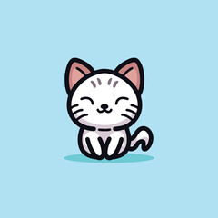 Fototapeta premium Cute Cat Cartoon Mascot Animal Vector Logo Design illustration