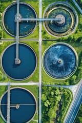 Sewage treatment plant from above. Grey water recycling