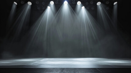multi-purpose show stage. Suitable platform for concerts, dances, one-man plays. Stand up show. Suitable for backgrounds. Contemporary looking, bright and bright stage. - obrazy, fototapety, plakaty