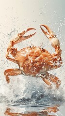 a bread crab in water splashing