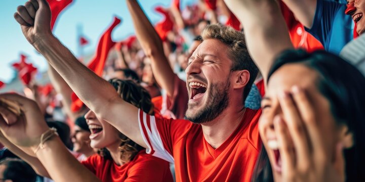 Joyful emotions of spectators during a football match