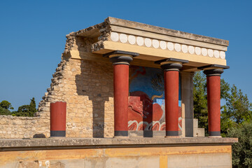 Naklejka premium Ancient ruines of famouse Knossos palace at Crete island. Greece.