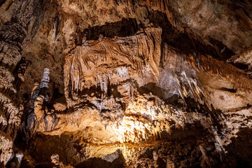 Stalactites and Stalagmites in Luray Caverns, Virginia, USA