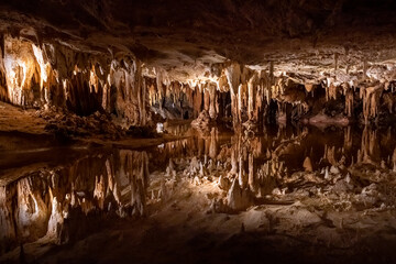 Stalactites and Stalagmites in Luray Caverns, Virginia, USA - 714938106