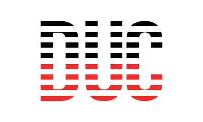 DUC three initial letter iconic line negative space minimal logo design vector template. monogram, abstract, wordmark, business, typography, minimalist, brand, company, flat, modern, unique, simple