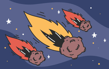 Meteor comet meteorite fire in space sky concept. Vector graphic design illustration © PrettyVectors