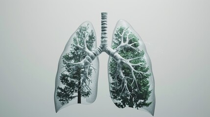 A 3D model of a human lung with a tree inside Generative AI