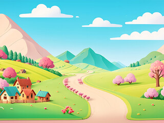 Naklejka premium Animate Landscape view