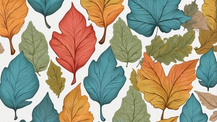 Autumn-themed background featuring colorful leaves gently falling against a backdrop of rich, warm hues, autumn leaves background, Generative AI