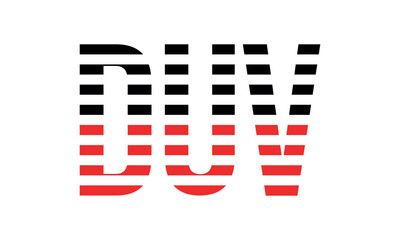 DUV three initial letter iconic line negative space minimal logo design vector template. monogram, abstract, wordmark, business, typography, minimalist, brand, company, flat, modern, unique, simple