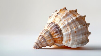 Fototapeta premium Spiraled Beauty: A Striped Seashell on White