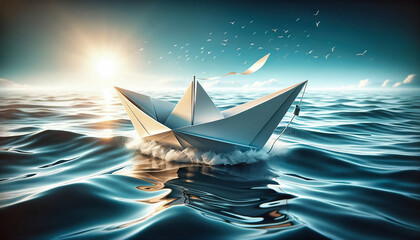 boat in the sea - obrazy, fototapety, plakaty