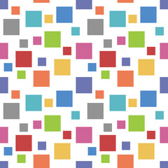 Seamless pattern.Colored squares on white background.Vector illustration.