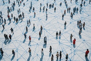 A Crowd of People in a Blue Network Generative AI - obrazy, fototapety, plakaty