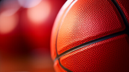 Gros plan, zoom sur une balle de basket orange. Macro, sport, basketball. Pour conception et création graphique.
