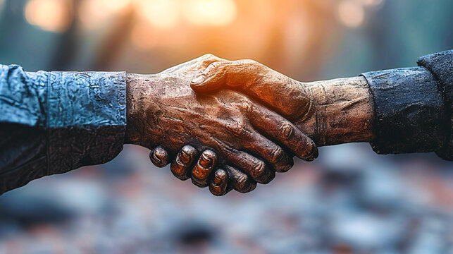 Business teamwork handshake: A close-up of a successful handshake between business partners, symbolizing teamwork