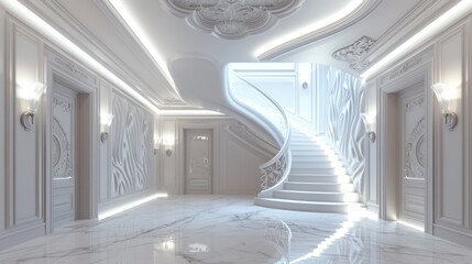 Elegant White Staircase in Modern Interior