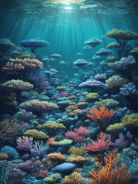 A photo of a Beautiful view under the sea Generative AI
