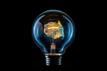 earth inside lightbulb with  black background
