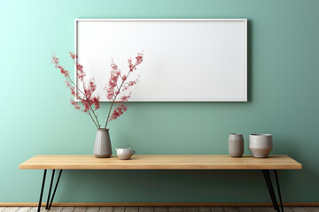 Craft a calming visual with an empty frame against a soft color backdrop, creating a versatile space for your text. Visualize the tranquil ambiance and creative potential it holds.
