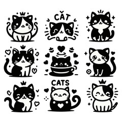 Set of funny Cats, cat collections of vector cat illustrations