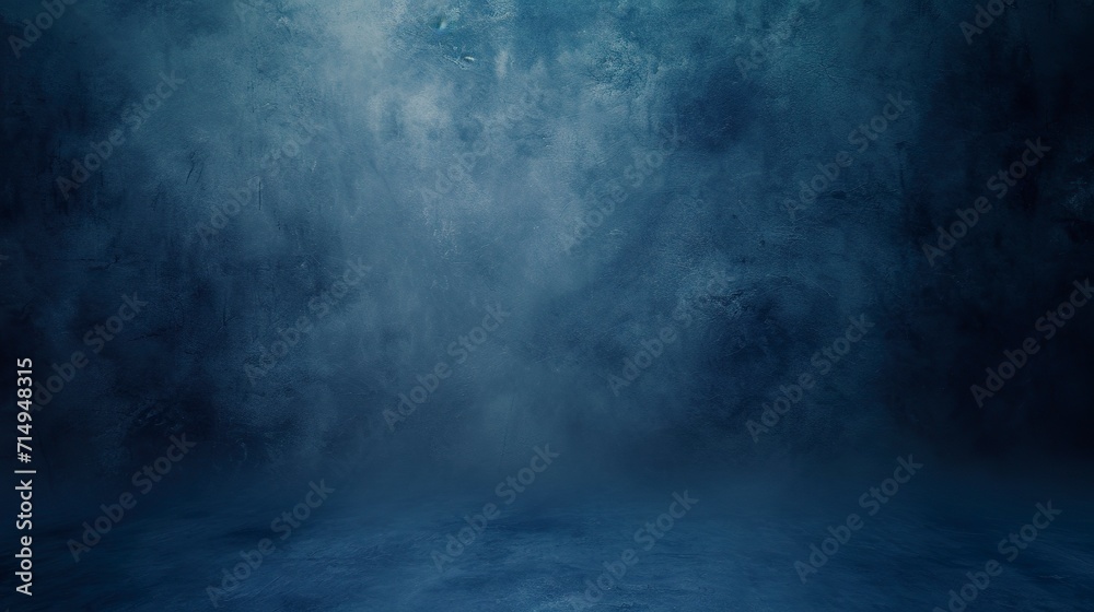 Wall mural dark blue abstract background in cyclorama style in misty atmosphere. opulent setting of extra depth