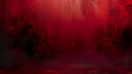 Fototapeta na wymiar Dark red abstract background in cyclorama style in misty atmosphere. Opulent setting of extra depth in misty dark red color.