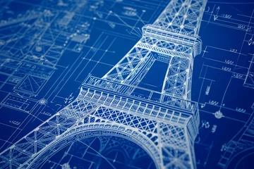 Foto op Canvas Blueprint Design of the Eiffel Tower Structure  © LadiesWin