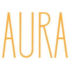 Vector lettering. Hand-drawn isolated word Aura on
a transparent background, for printing on fabrics, notebooks, stickers, other stationery or clothing, design