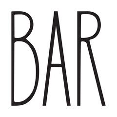 Vector lettering. Laconic simple inscription the word Bar in black isolated on a transparent background