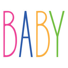 Bright children's lettering inscription. Vector word Baby handwritten isolated on a transparent background with multicolored letters