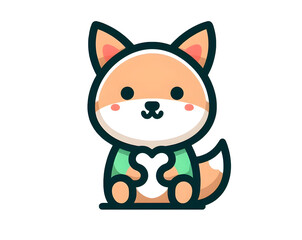Obraz premium Fox cartoon, cute animals. Farm cartoon characters. Mobile applications icons shape png on transparent background