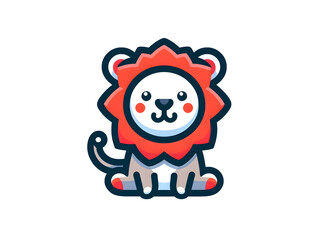 Fototapeta premium Lion cartoon, cute animals. Farm cartoon characters. Mobile applications icons shape png on transparent background