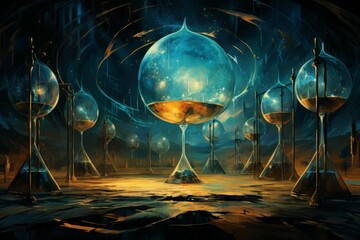 Enigmatic time-warping hourglasses in Fantasy - Generative AI
