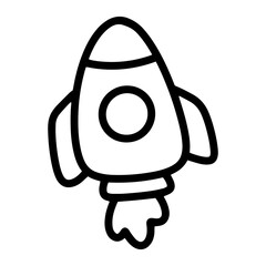 Rocket ship doodle hand drawn line icon.