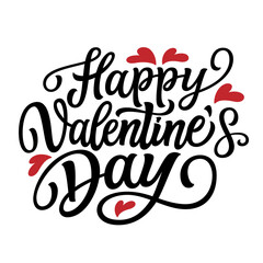 Happy Valentine's day. Hand lettering text isolated on white background. Vector typography for Valentine's day decorations, cards, poster, banner