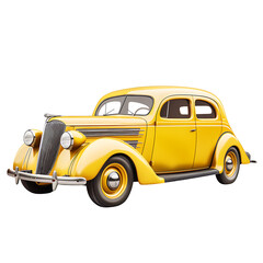 Yellow vintage car on transparent background PNG