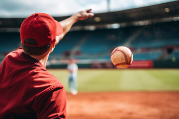Baseball Player Throwing Ball on the Field